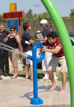 Scott having fun at the new splash pad